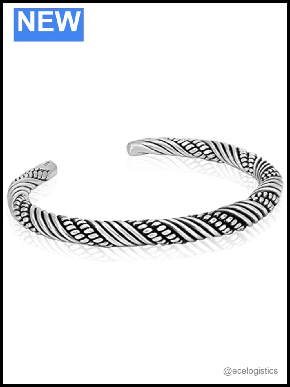 Solid 925 Sterling Silver Viking Cuff Bracelet Unisex 7mm Thick